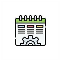 A calendar icon with gears on it vector