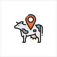 A cow with a map pin on it vector