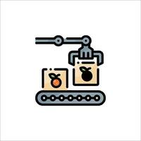 A robot is moving a box with oranges on it vector