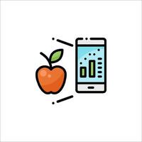 An apple and a smartphone are shown next to each other vector