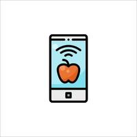 An apple on a phone screen with a wifi symbol vector