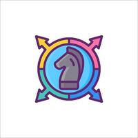 A colorful arrow and chess piece icon vector
