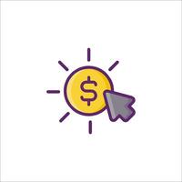 A dollar sign and a mouse cursor pointing to it vector