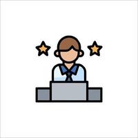 A man sitting at a desk with three stars on it vector