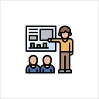A man is giving a presentation to a group of people vector