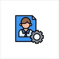A person with a gear wheel and a file icon vector