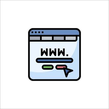 The word ww is displayed on a computer screen vector