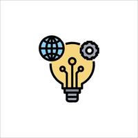 Light bulb with gears and globe icon vector