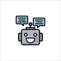 A robot with speech bubbles above it vector