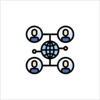 People connected to a globe icon vector