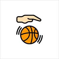 Basketball icon with hand and ball on white background vector