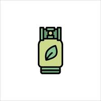 A green and white gas can with a leaf on it vector