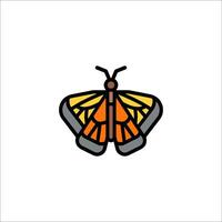 A butterfly icon with orange and black wings vector