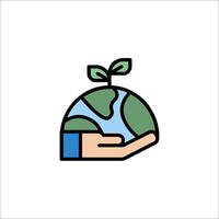 Save the earth icon with hand holding a globe vector
