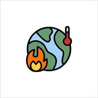 Earth and fire icon with thermometer vector