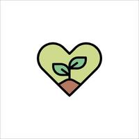 A heart shaped plant with a green leaf in it vector