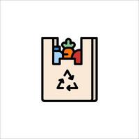 A paper bag with a recycling symbol inside vector