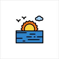 Sunset over the ocean icon vector