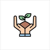Hands holding a plant with a seedling in them vector