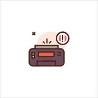 A printer icon with a red circle around it vector