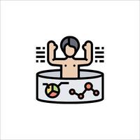 A man in a bathtub with a bar graph and a person in the background vector