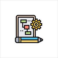 A pencil and a tablet with a clock on it vector