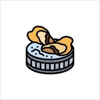A cartoon of a box with a piece of chicken inside vector