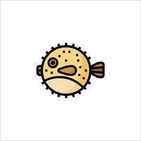 A puffer fish icon on a white background vector