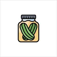 A jar of pickles with a green leaf on top vector