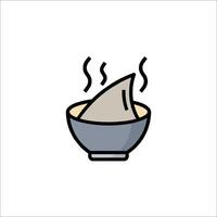 A bowl of soup with a shark in it vector