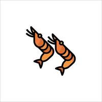 Two shrimp icons on a white background vector