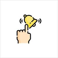 A hand pressing a bell icon on a white background vector