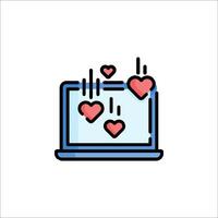 A laptop with hearts on it vector