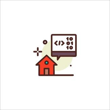 A house with a computer and a computer screen vector