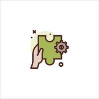 A hand holding a piece of puzzle with gears vector