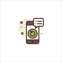 A phone with a speech bubble and a clock icon vector