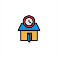 A house with a clock on top of it vector