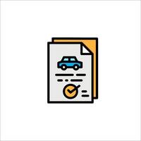 A car is on a document and a check mark is on it vector