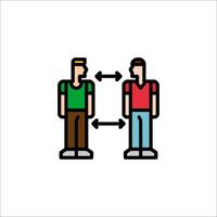 Two men are standing next to each other in a line vector