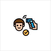 A man holding a phone and a check mark vector