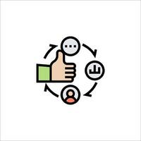 A hand giving a thumbs up to a circle of people vector