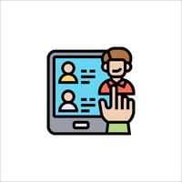 A person is using a phone to make a call vector