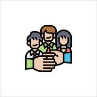 People shaking hands with each other, with a line drawing of the people vector