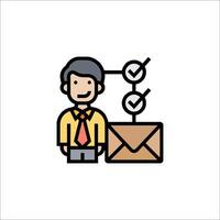 A man holding an envelope and a check mark vector