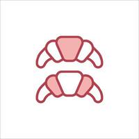 Two croissants are shown in a line icon vector