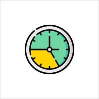 A clock icon with a yellow and green face vector
