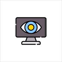 A computer monitor with an eye icon vector