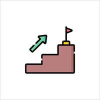 A golf course with a flag and an arrow pointing up vector