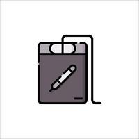 A black and white image of a pen and a notebook vector