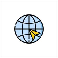 A globe with a plane flying over it vector